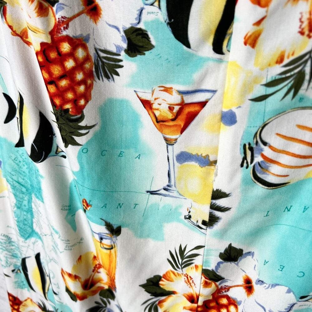 Crazy Horse Skirt Womens Size 14 Tropical Hawaiian Map Fish Wrap Zipper Resort - Picture 12 of 16